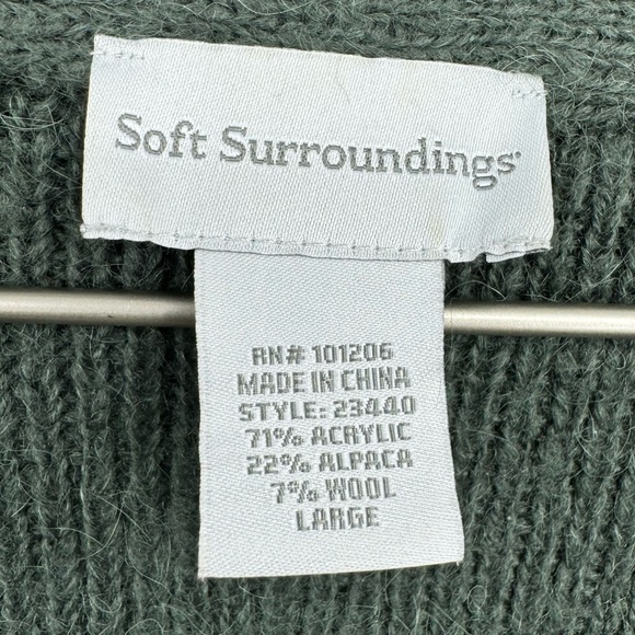 Soft Surroundings Rosette Longline Cardigan Alpaca Wool Green Size Large - Picture 5 of 6